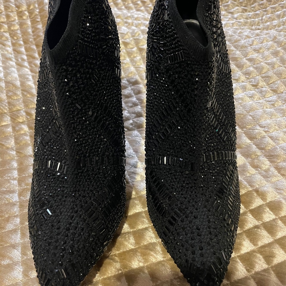 black sexy 7.5 crystal Bootie Elegant fits - Picture 2 of 7